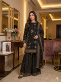 Black and gold 3-piece unstitched suit