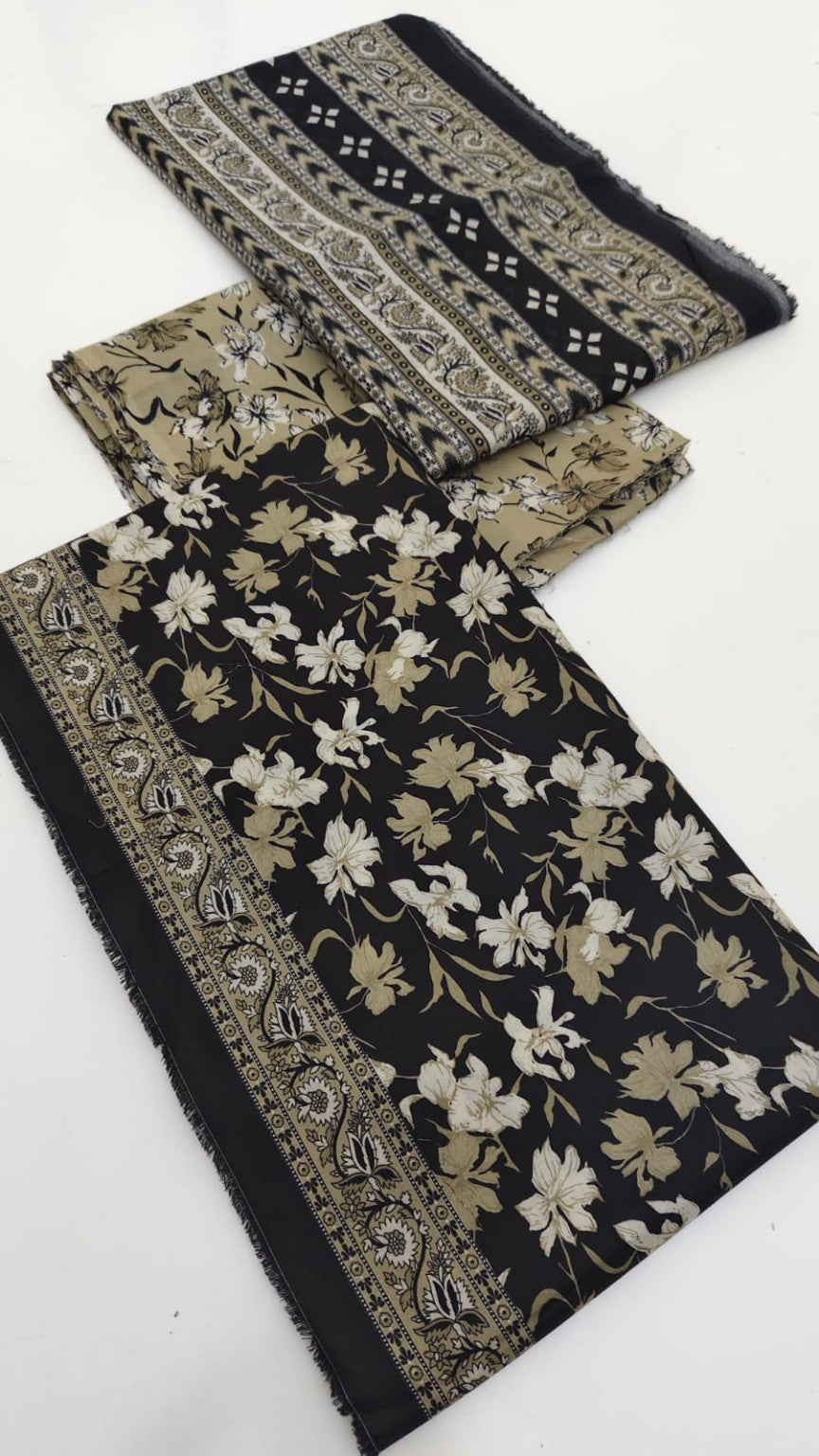 Black floral fabric detail