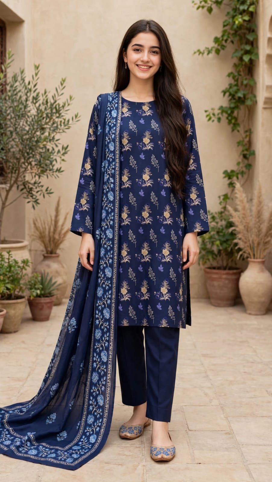 3-Piece Unstitched Suit – Blue 2