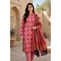 Miram Atelier pink 3-piece linen unstitched suit for women