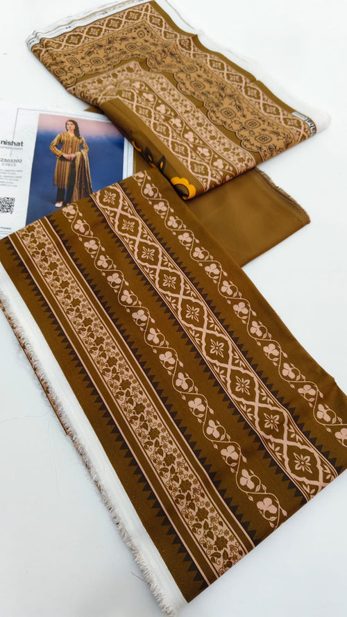 3-Piece Linen Unstitched Suit – Bronze