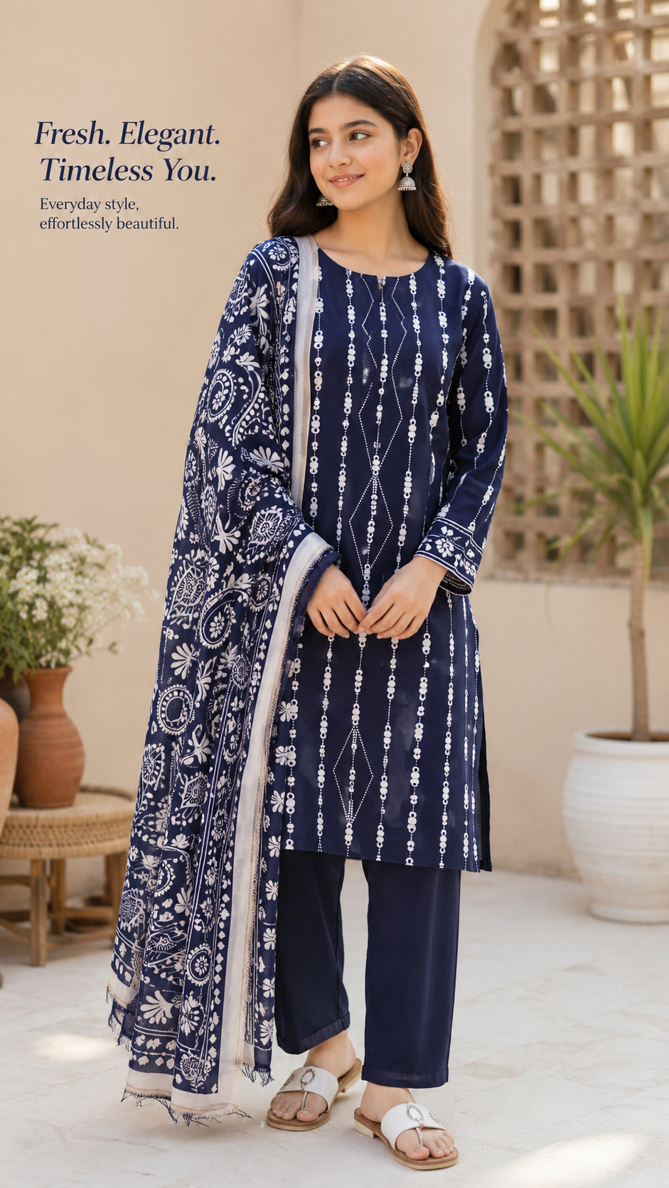Miram Atelier blue 3-piece unstitched suit for women